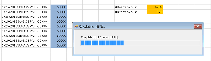 Screen capture showing the pop-up that shows the Set is calculating.
